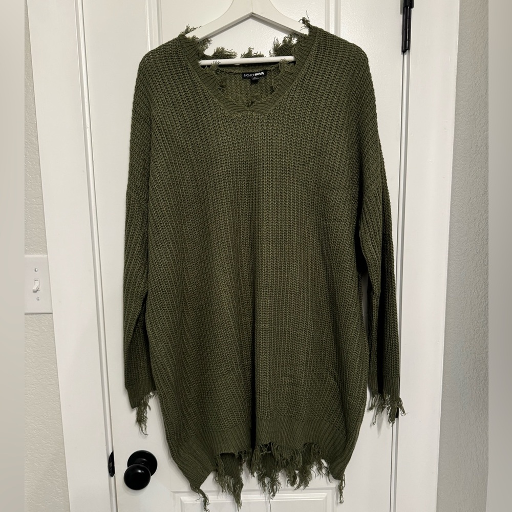 Fashion Nova distressed sweater dress